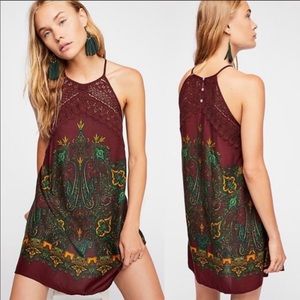 Free People Shea Printed Halter Neck Minidress XS